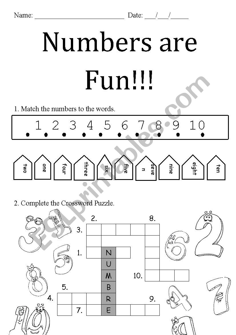 Numbers 1 - 10 worksheet