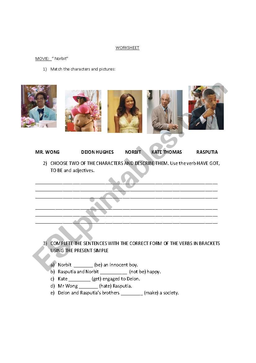 Norbit worksheet