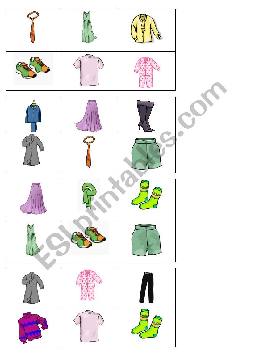 Bingo - Clothes worksheet