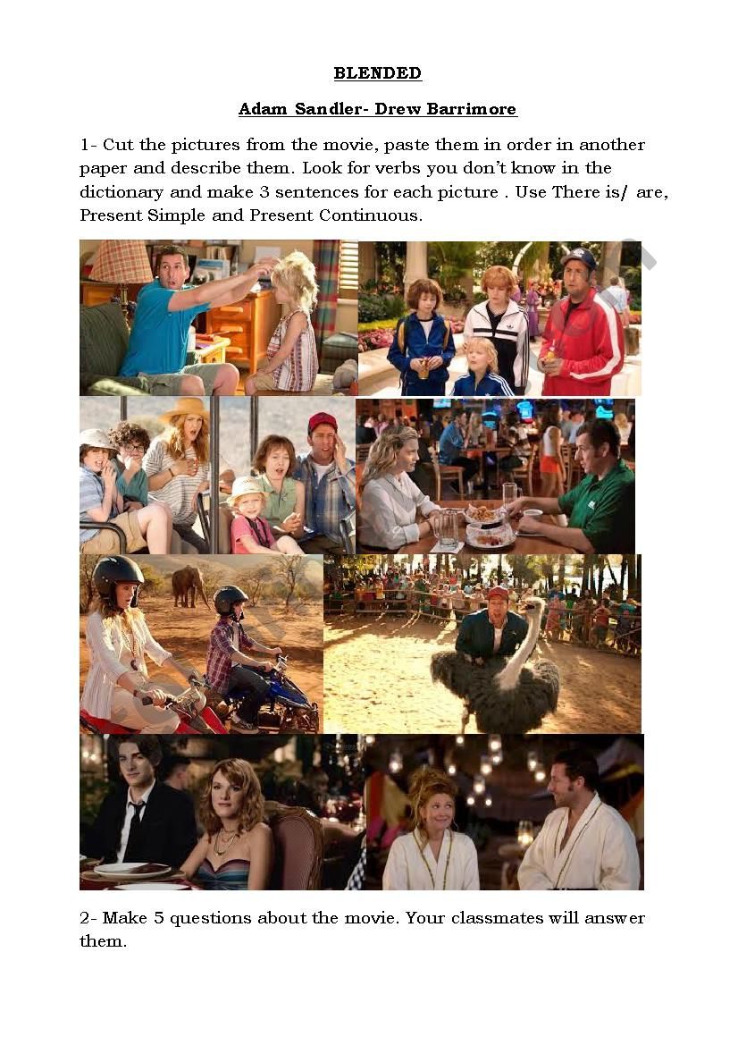 BLENDED movie by Sandler Barrimore ESL worksheet by belumartinez87
