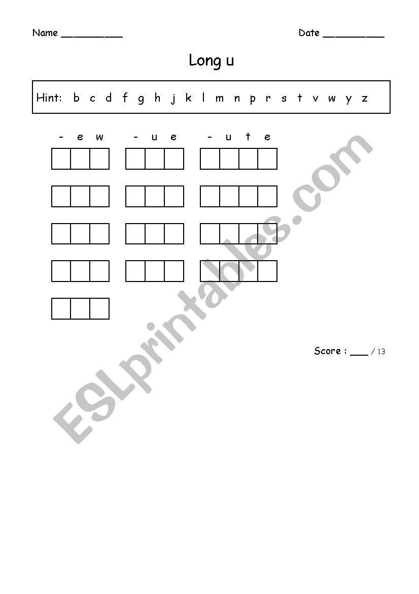 CVV/CVCe Words worksheet