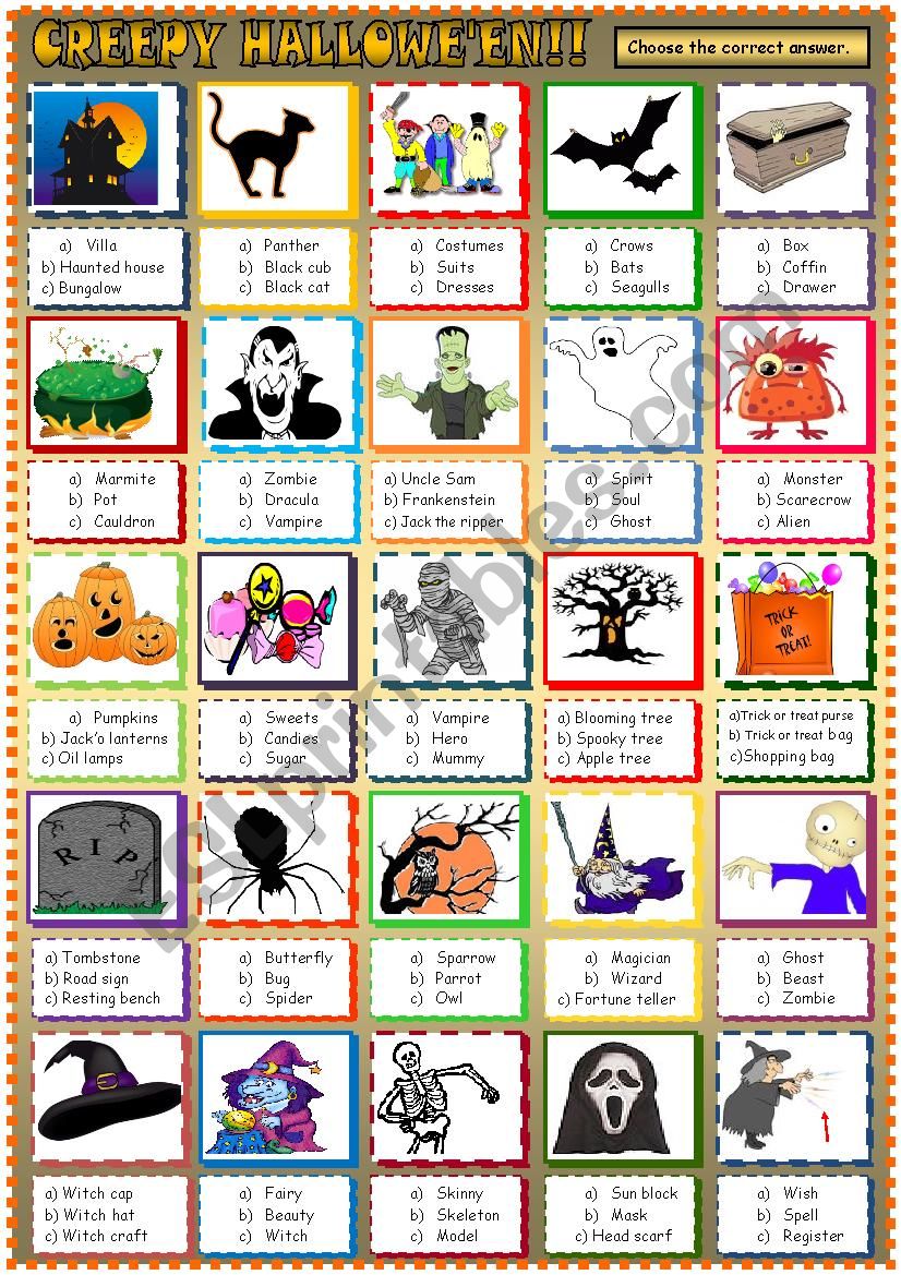 Creepy Halloween worksheet