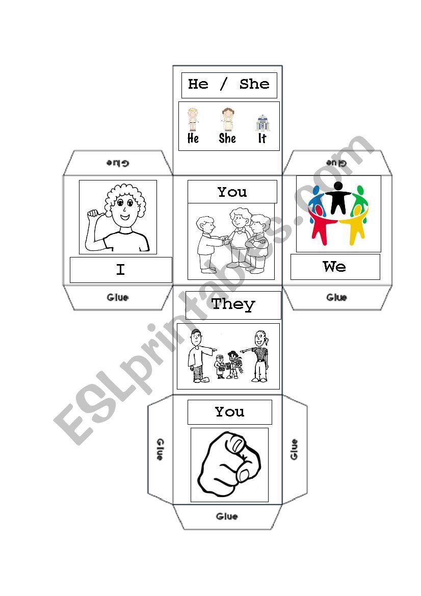 personal pronouns cube worksheet