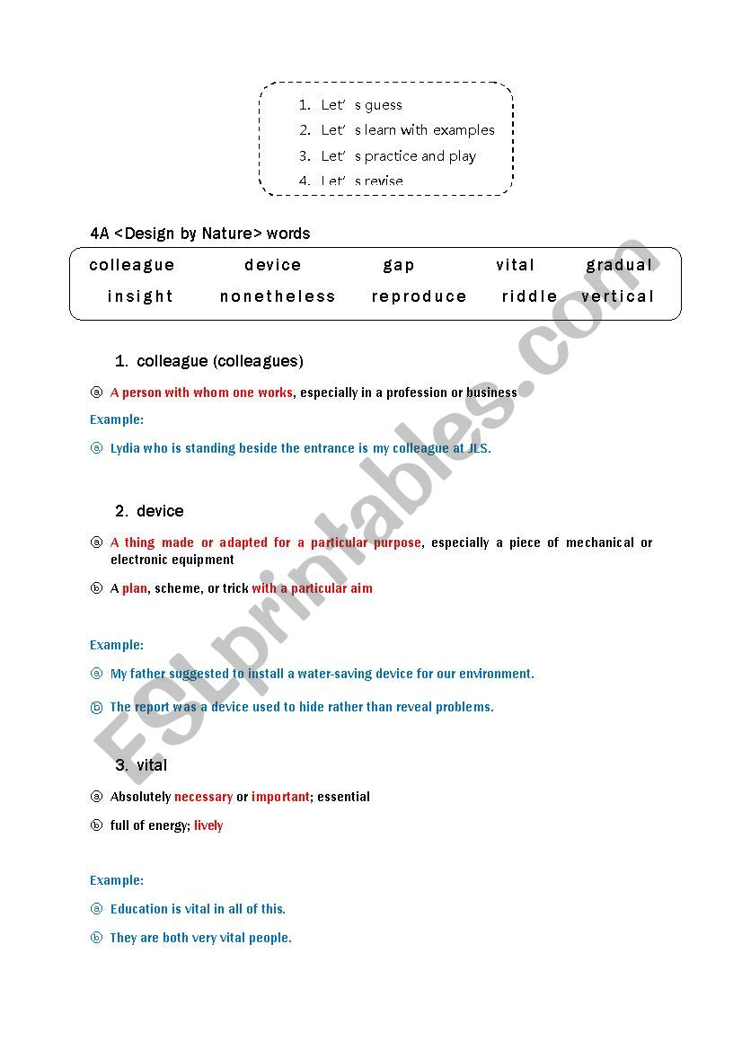 Vocabulary from Reading Explorer 4_4A