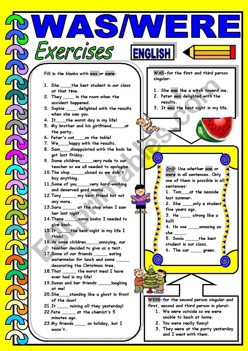 WAS / WERE worksheet