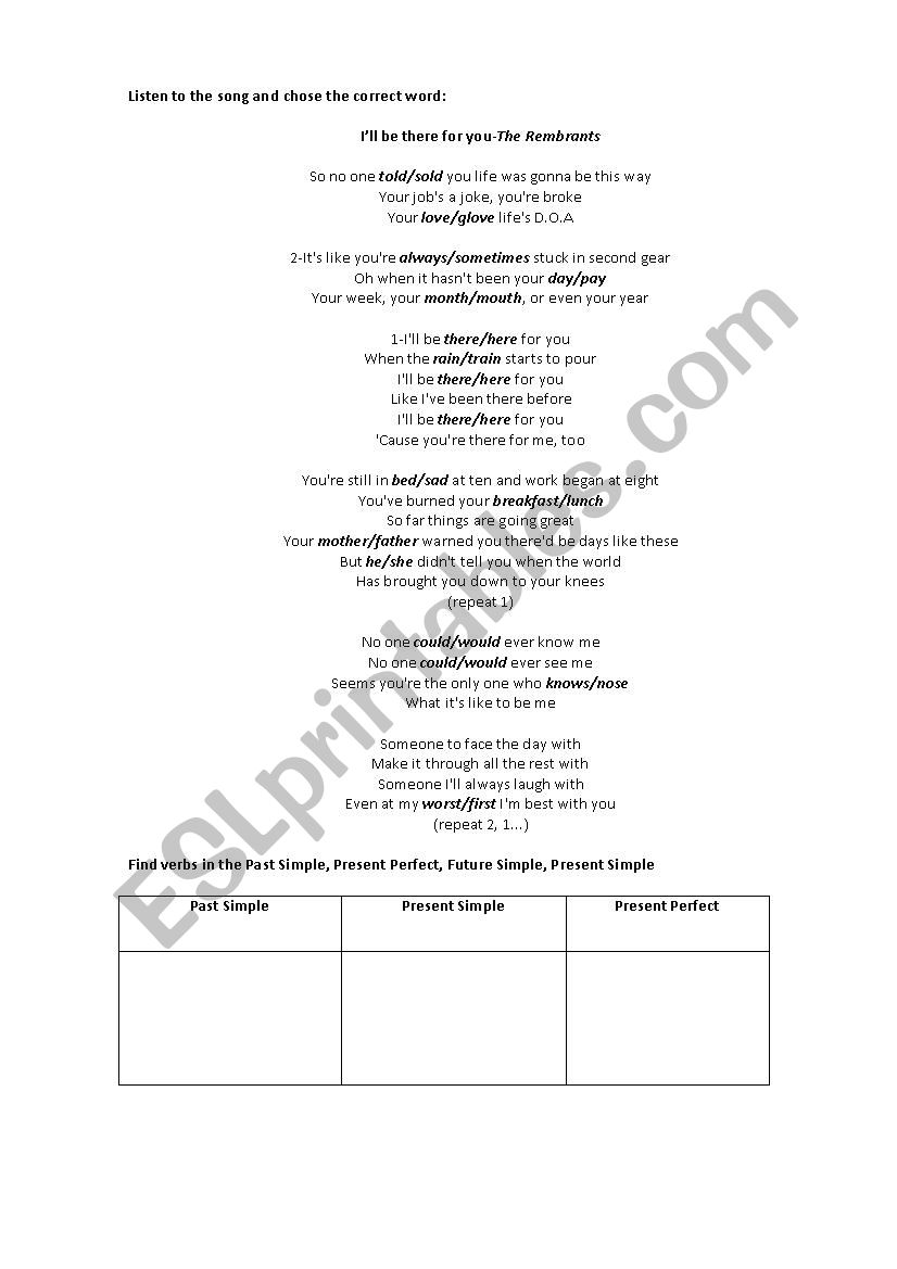 I´ll be there for you- with activities