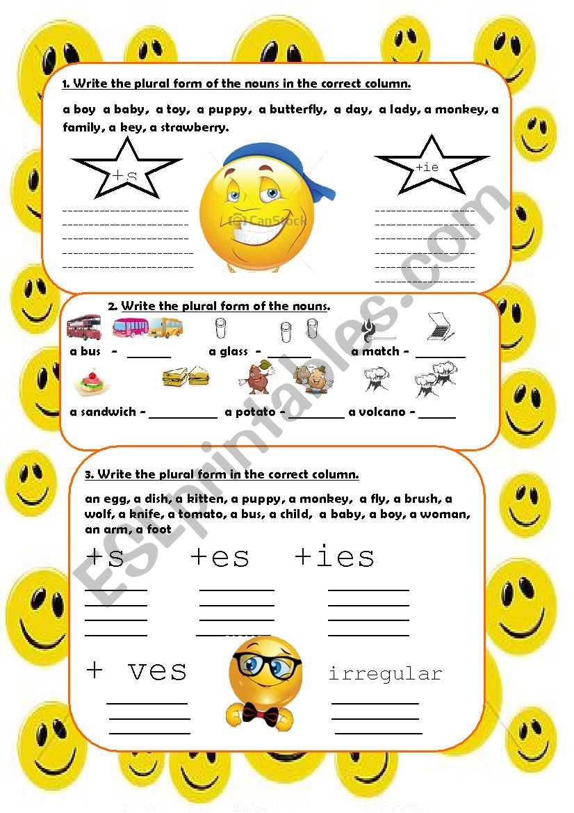 Plurals Worksheet worksheet