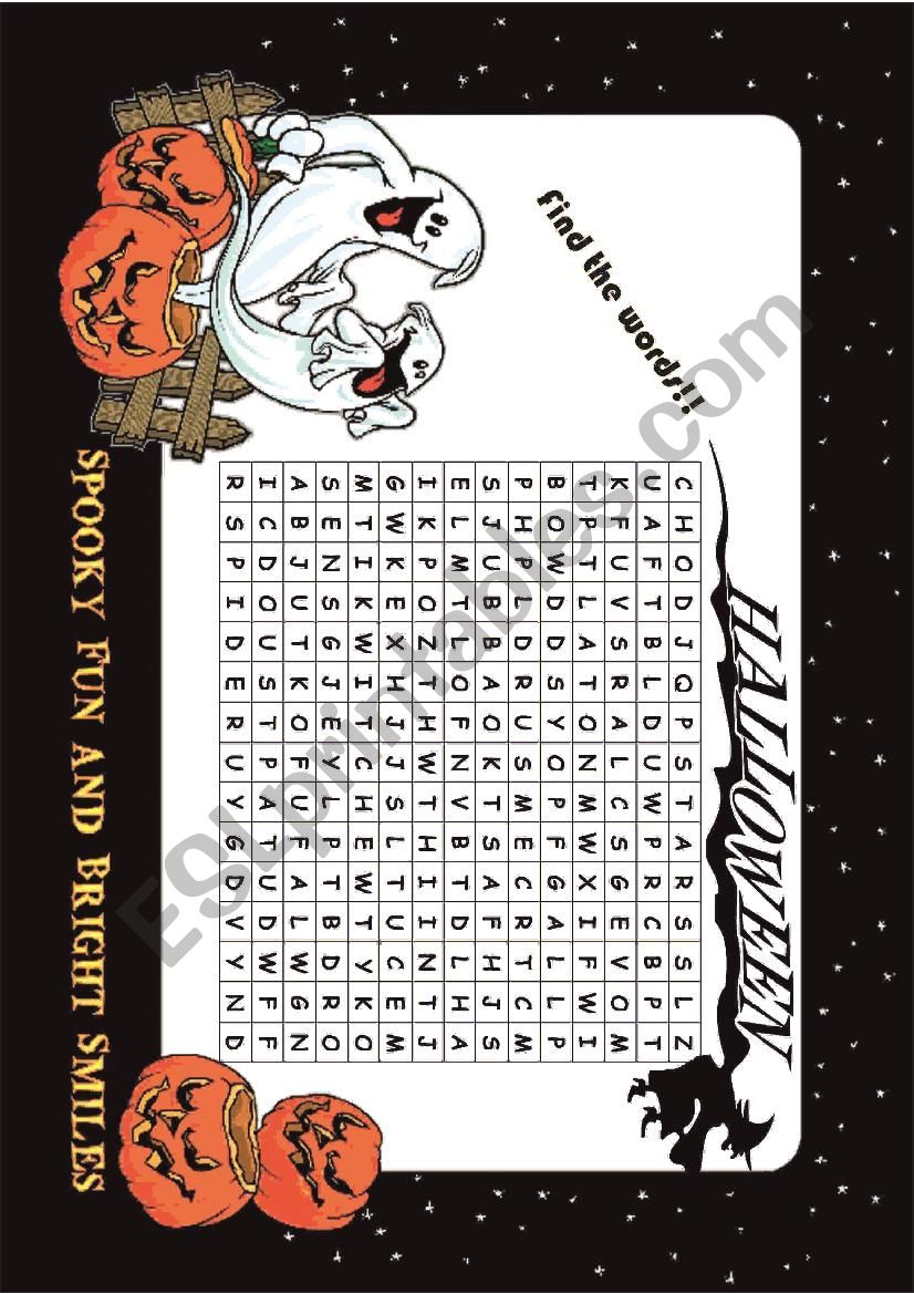 halloween wordserach worksheet