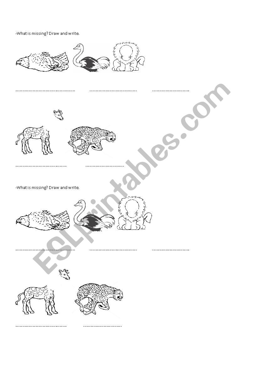 animal body parts worksheet