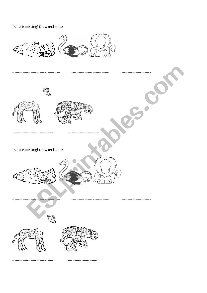 animal body parts worksheet