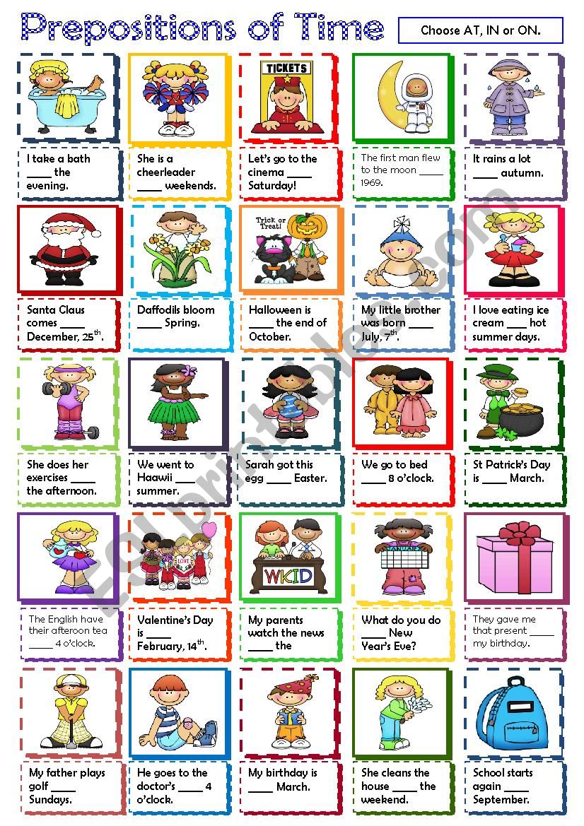 Prepositions of Time worksheet