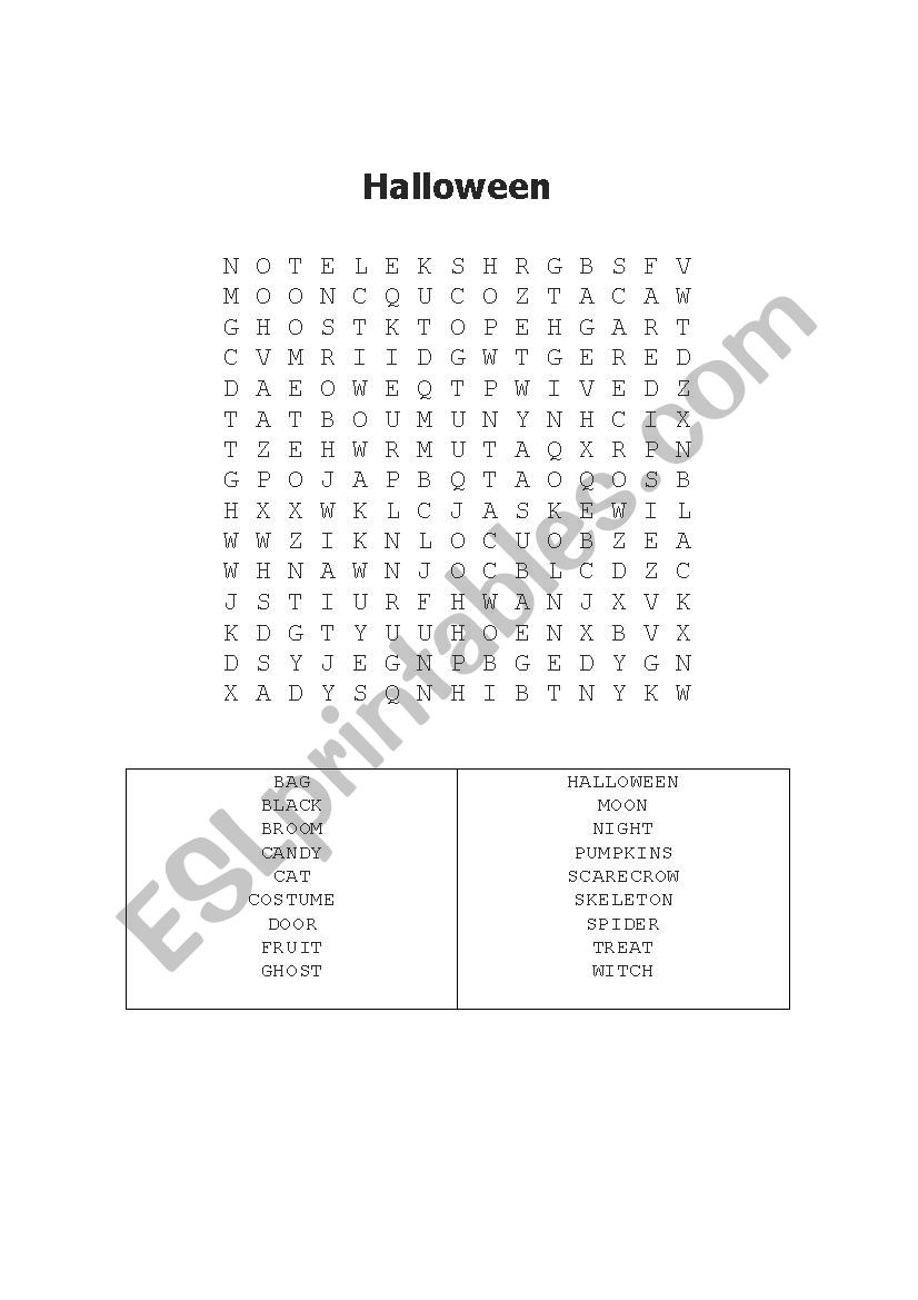 Halloween Word Search worksheet