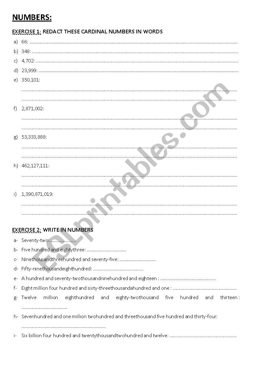 2 exercises on cardinal numbers 