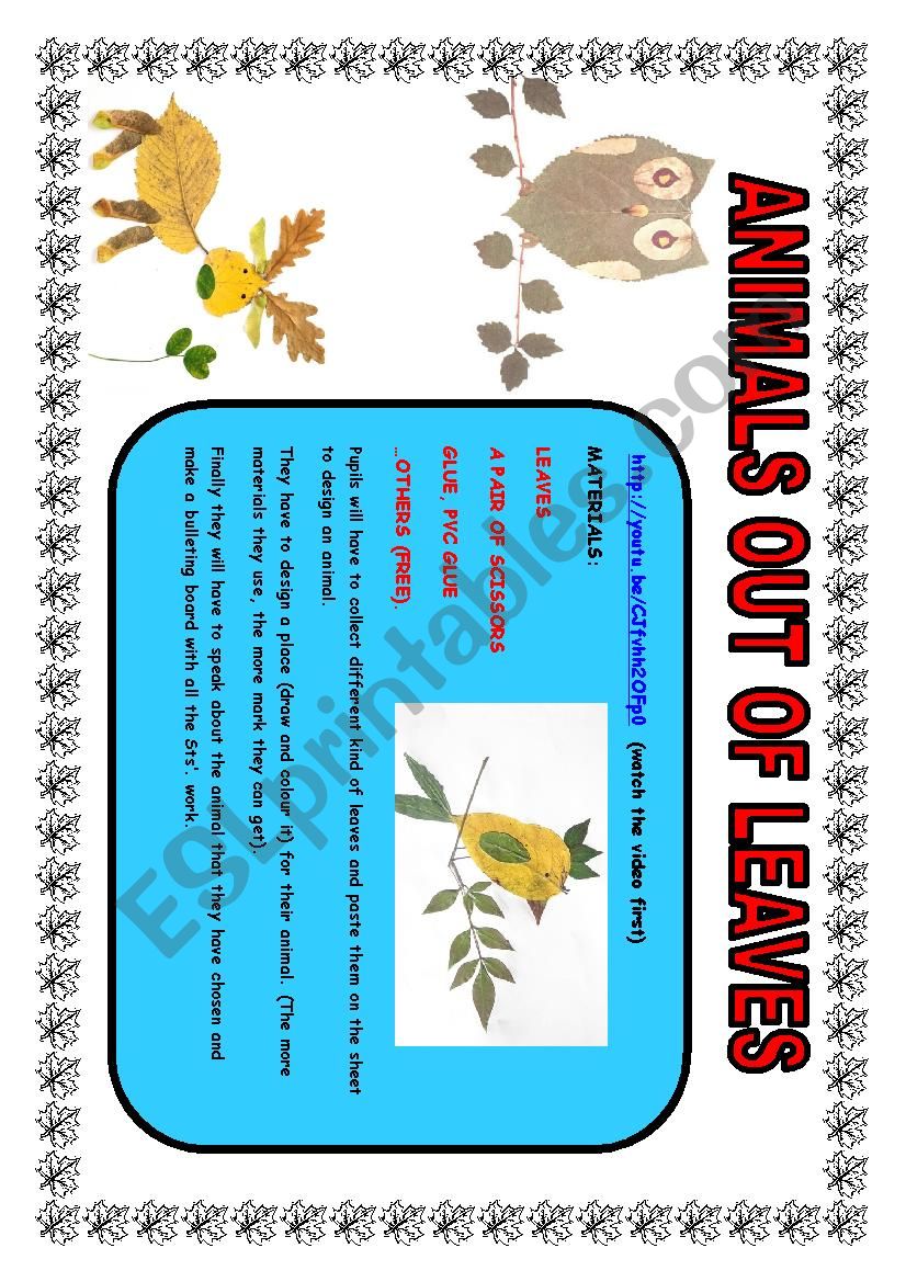 Autumn leaves (collage) worksheet