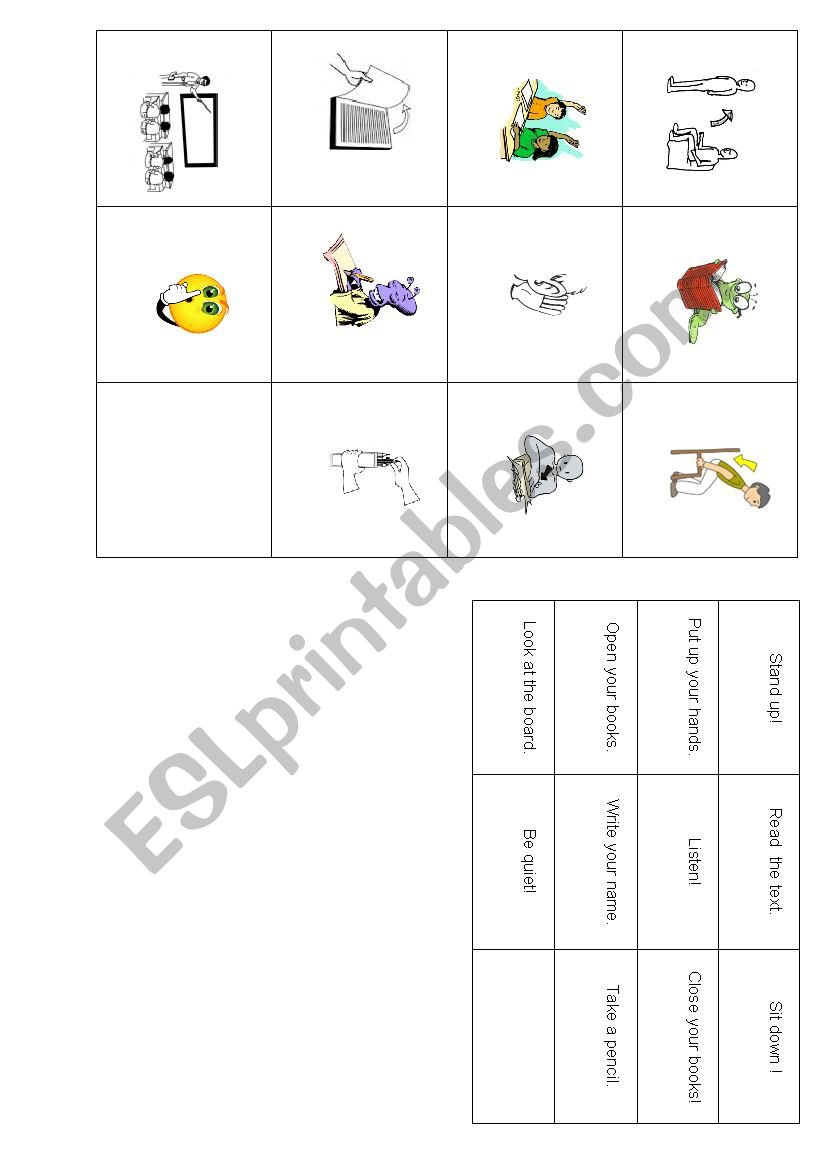 Classroom orders  worksheet