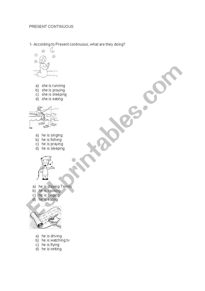 present continuous worksheet