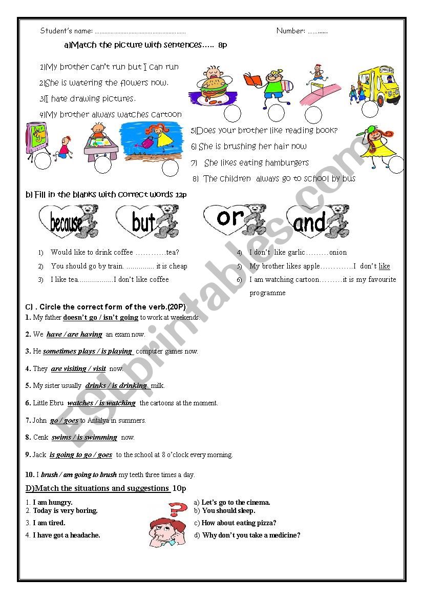 english test worksheet