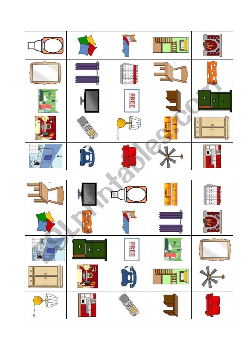 House Bingo (6 cards) worksheet