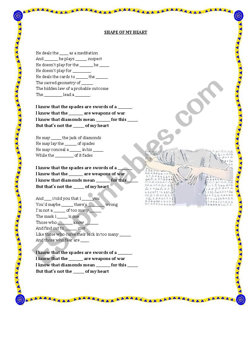 Song Shape of my heart worksheet