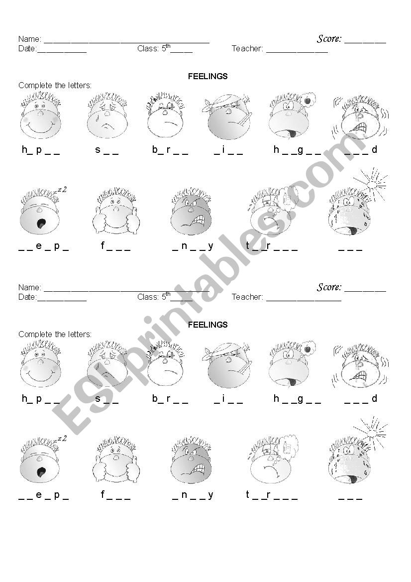 Feelings worksheet