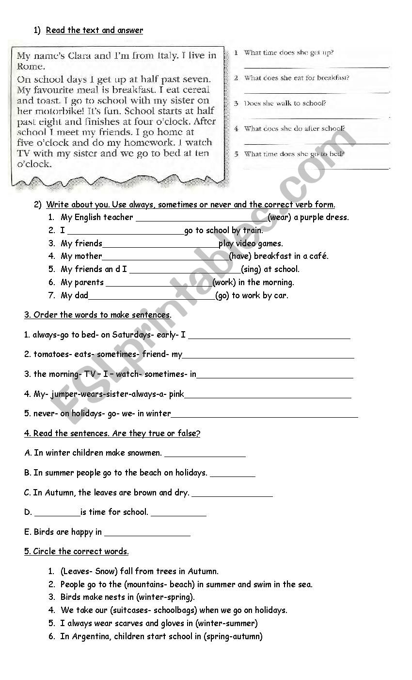 Present Simple for kids worksheet