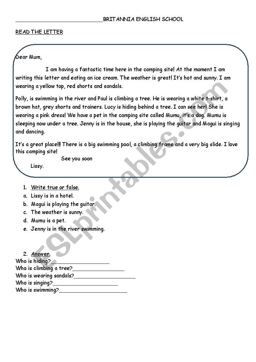 Present Continuous worksheet