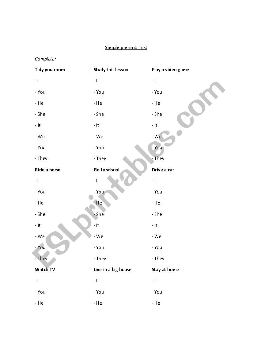 Present Simple worksheet