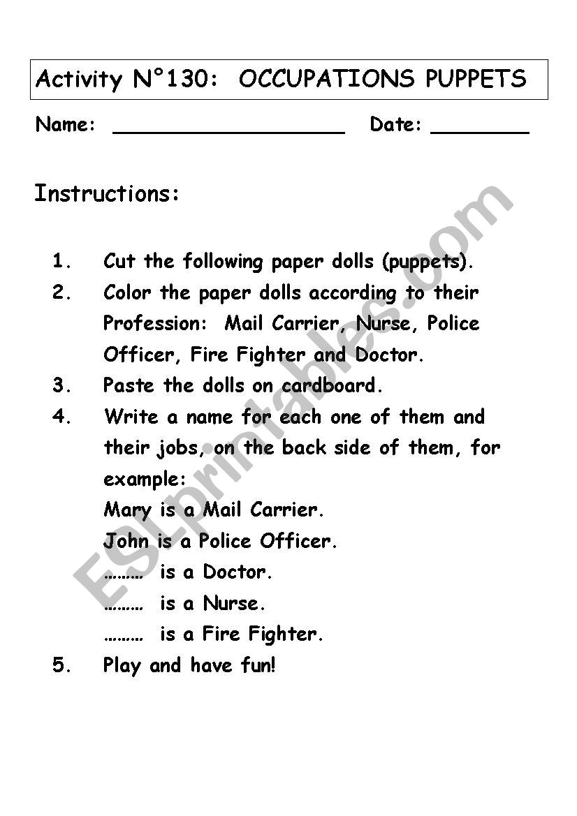 OCCUPATIONS No 130 worksheet