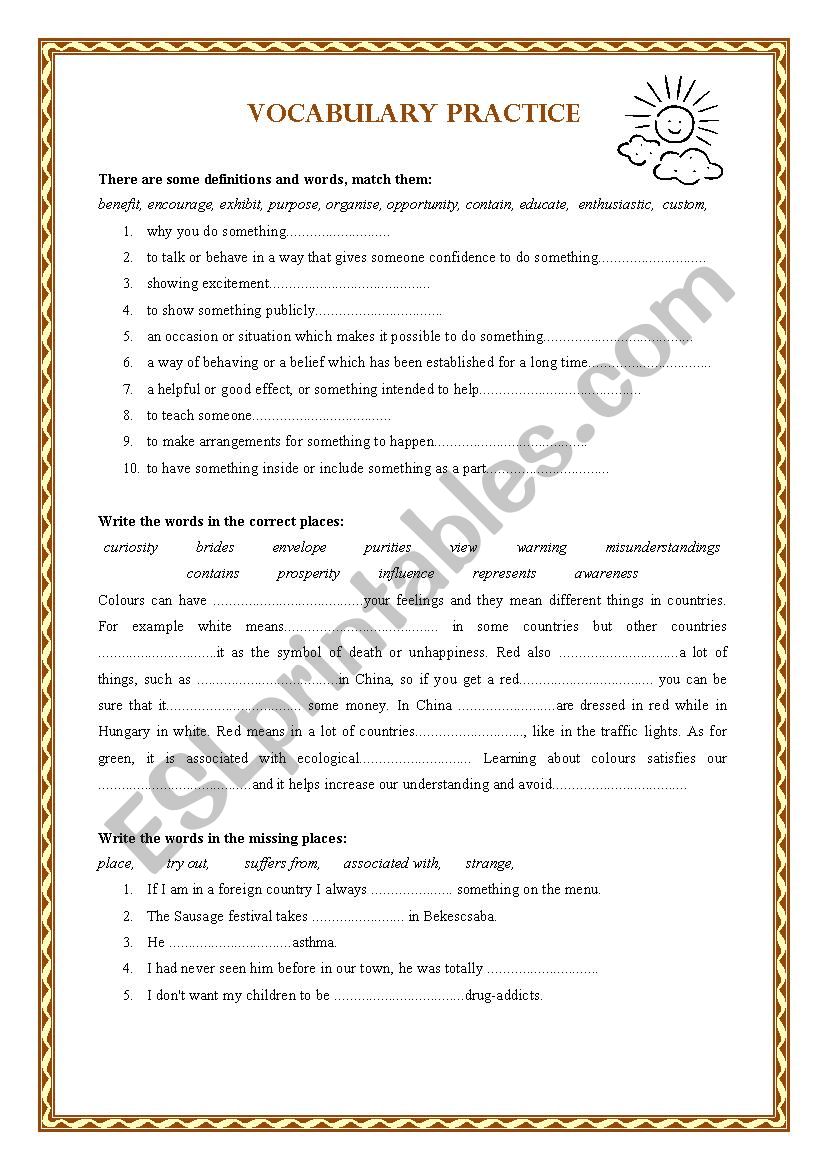 vocabulary practice worksheet