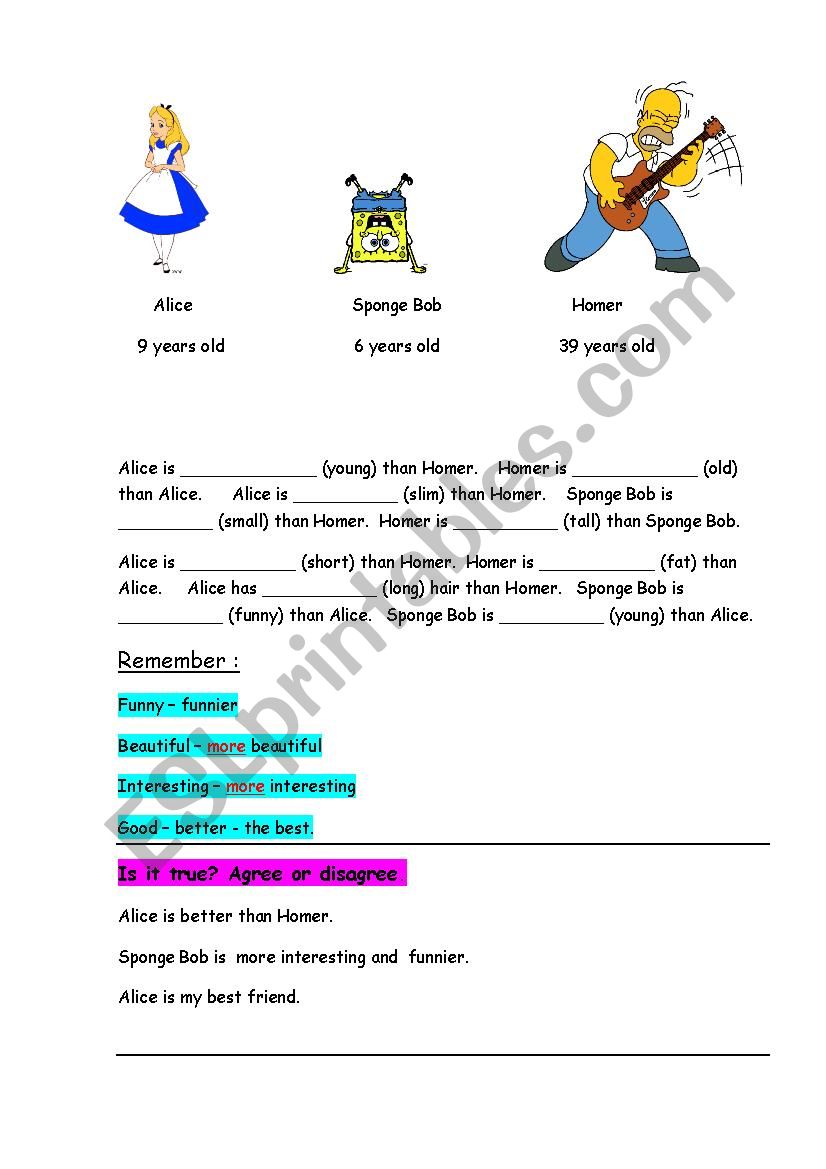 comparing people ( for kids) worksheet