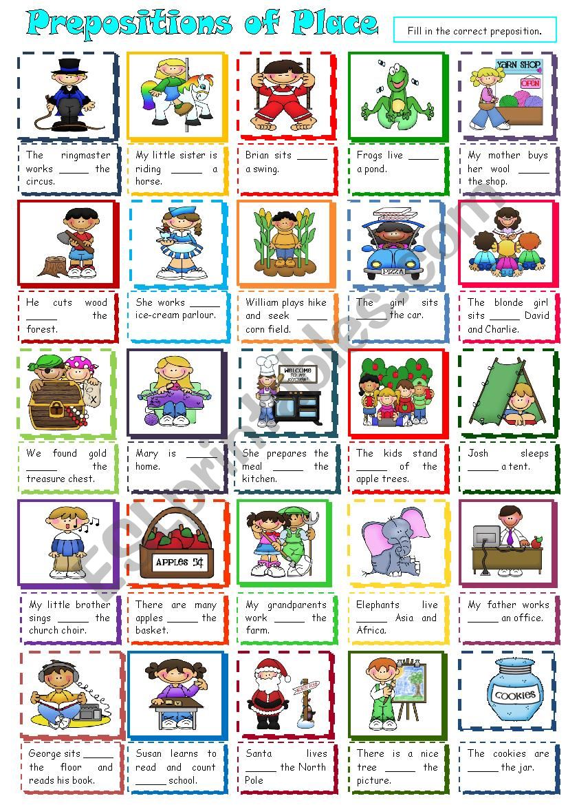 Prepositions of Place worksheet