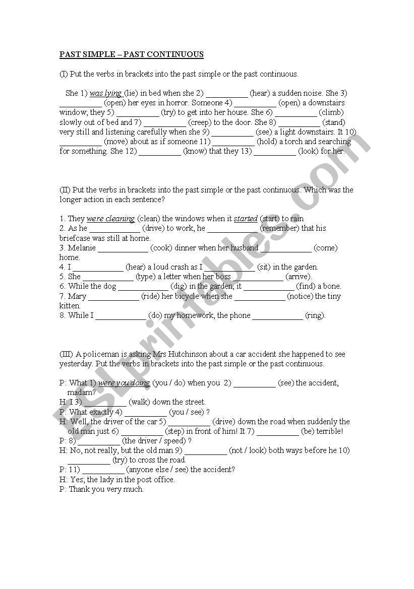 Past simple / Past Continuous worksheet