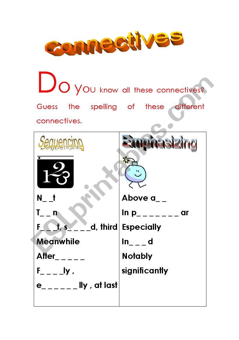 Connectives worksheet