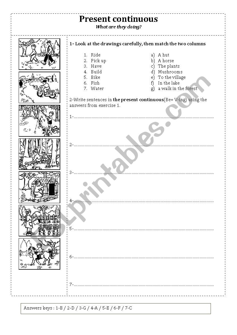 Present continuous worksheet