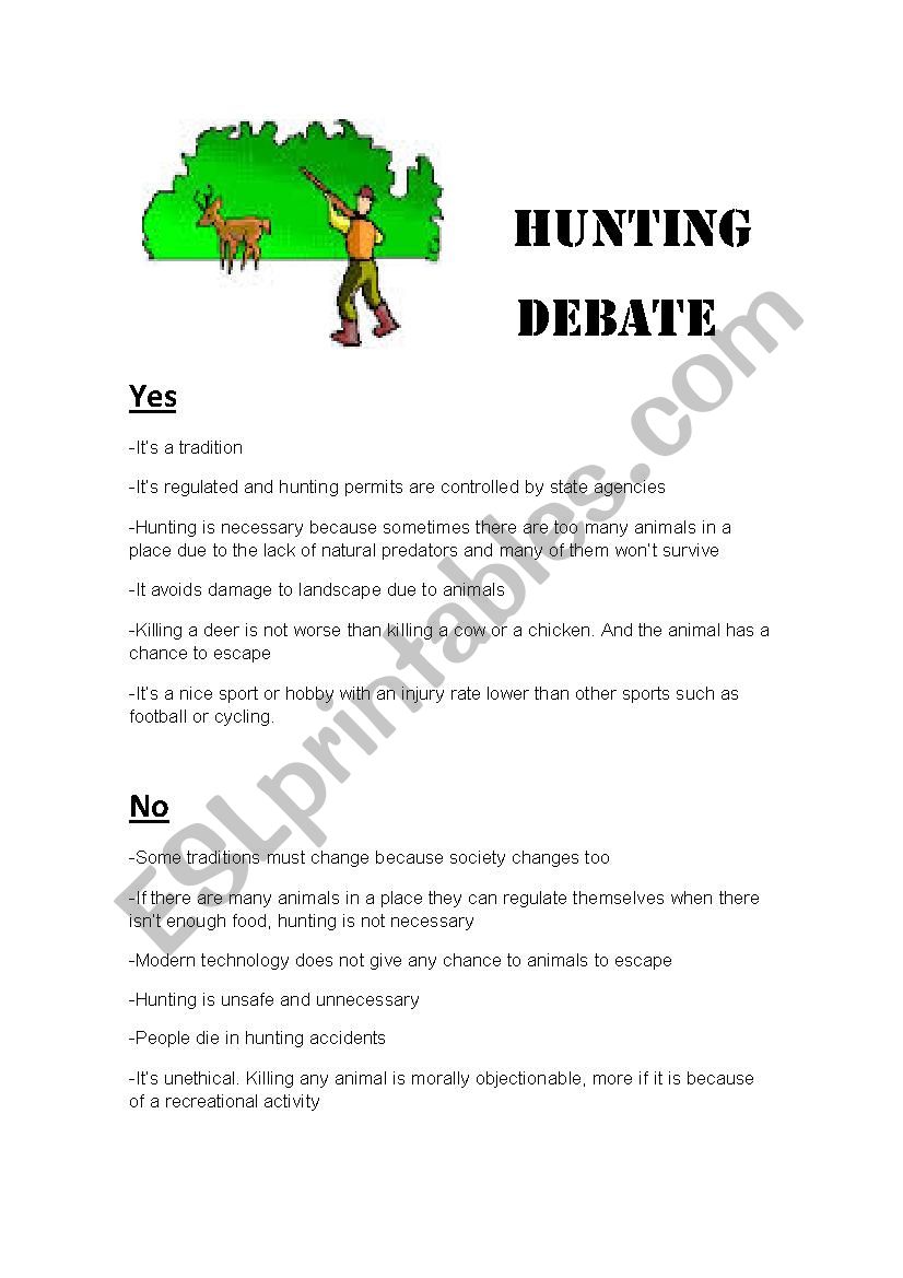 Hunting debate worksheet