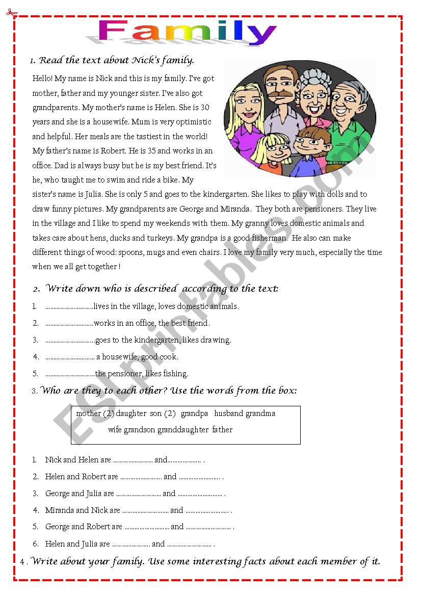 Family worksheet