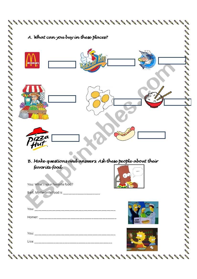 Food worksheet