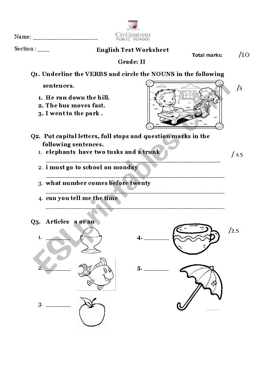 English test worksheet worksheet