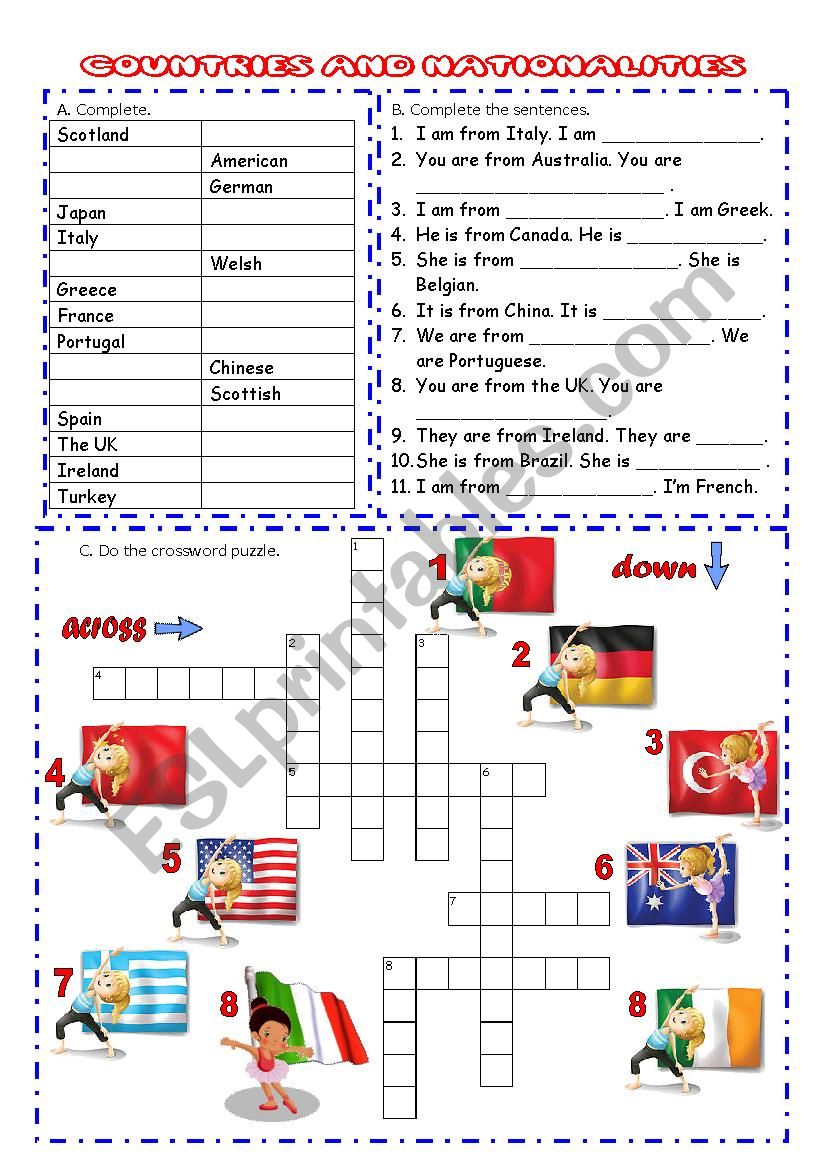 Countries and nationalities 2 worksheet