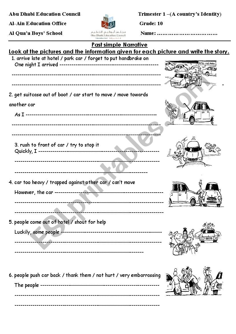 past simple narrative  worksheet