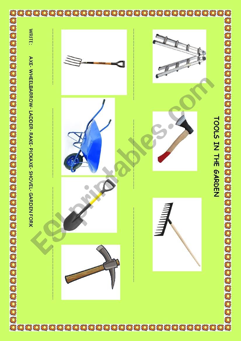 TOOLS INT HE GARDEN worksheet