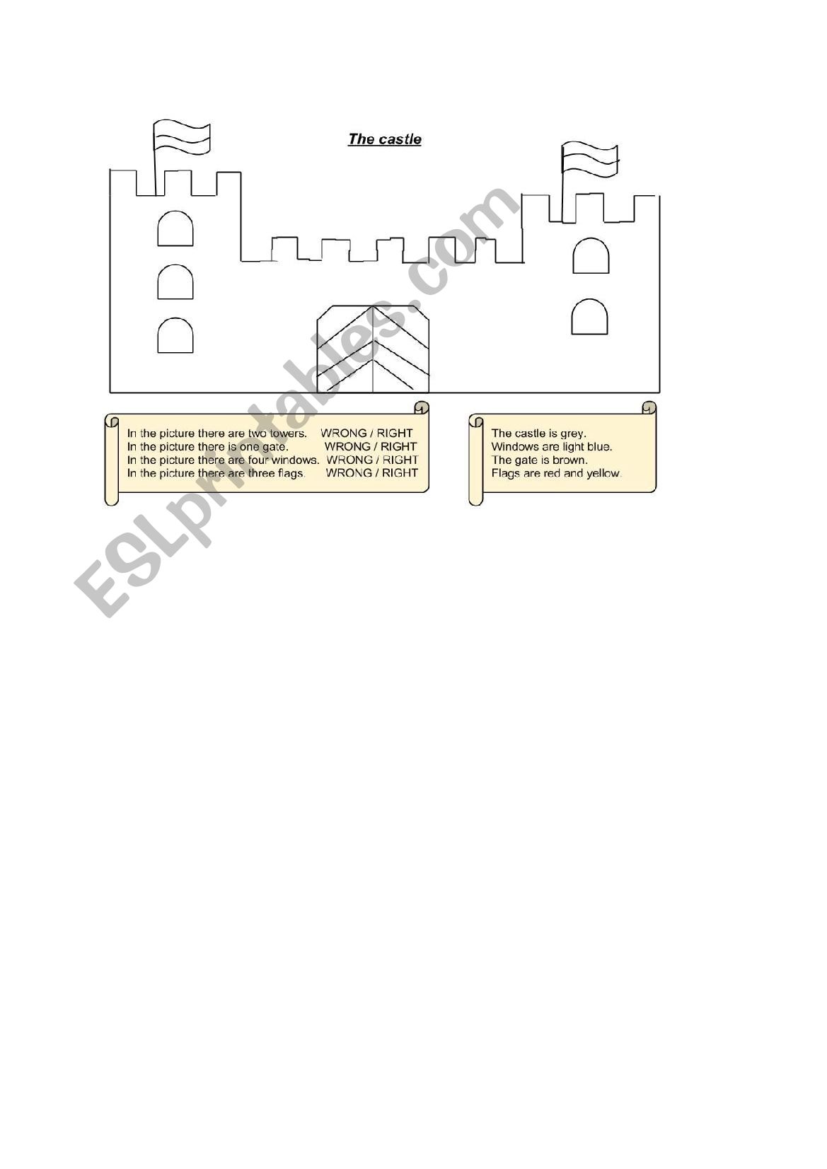 Correct answer and colour the castle