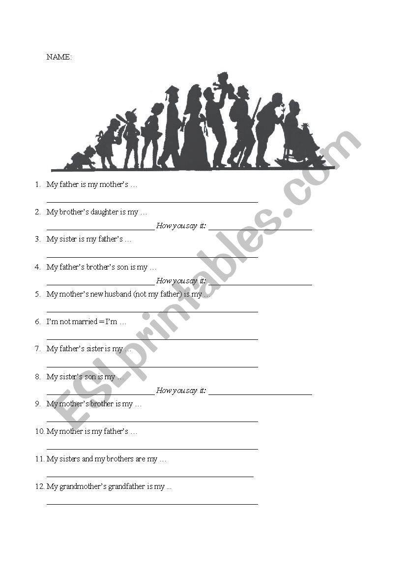 Family vocabulary worksheet