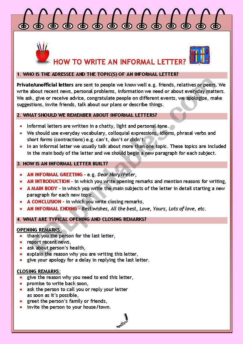 HOW TO WRITE AN INFORMAL LETTER?