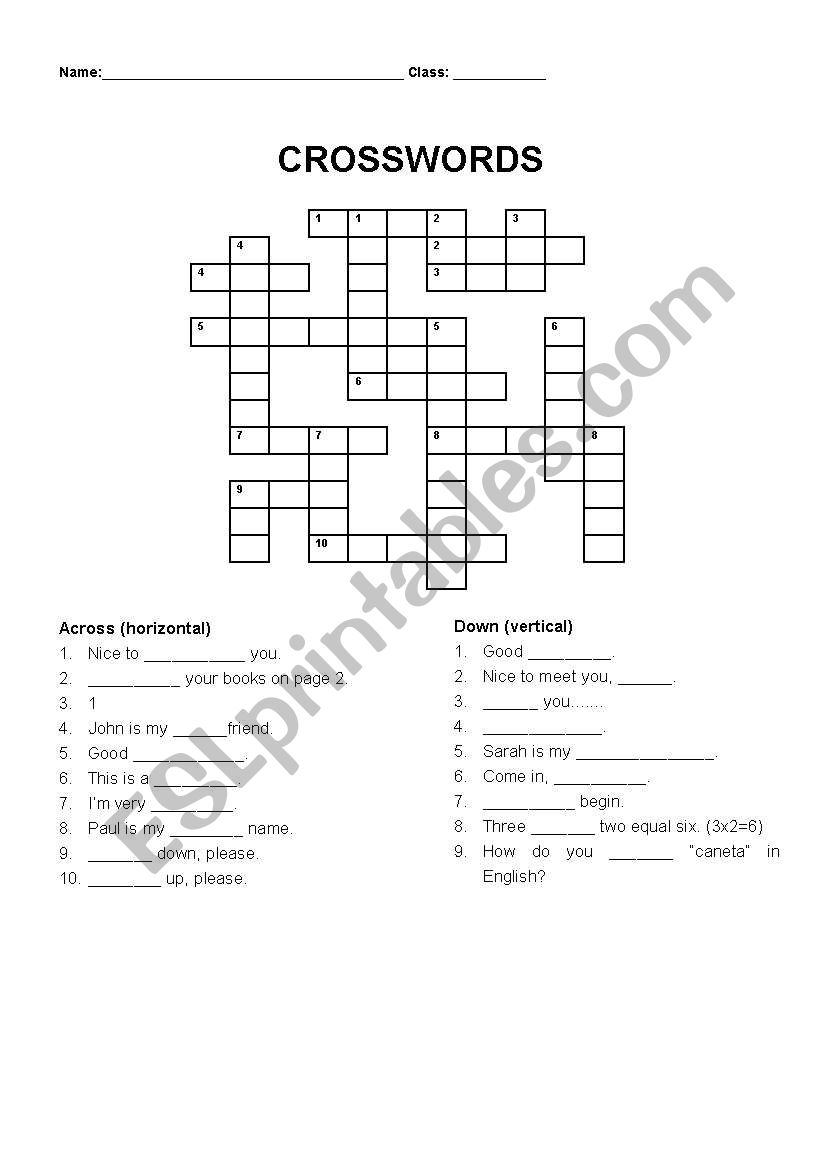 Crosswords worksheet