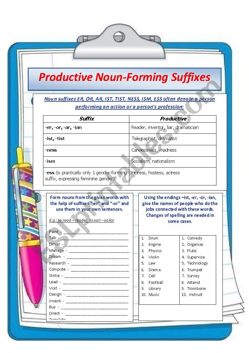 Productive Noun-Forming Suffixes