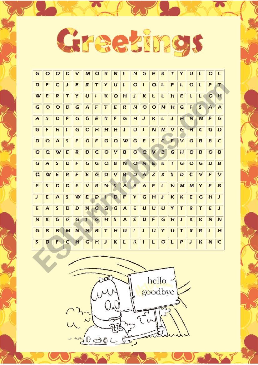 greetings wordsearch worksheet