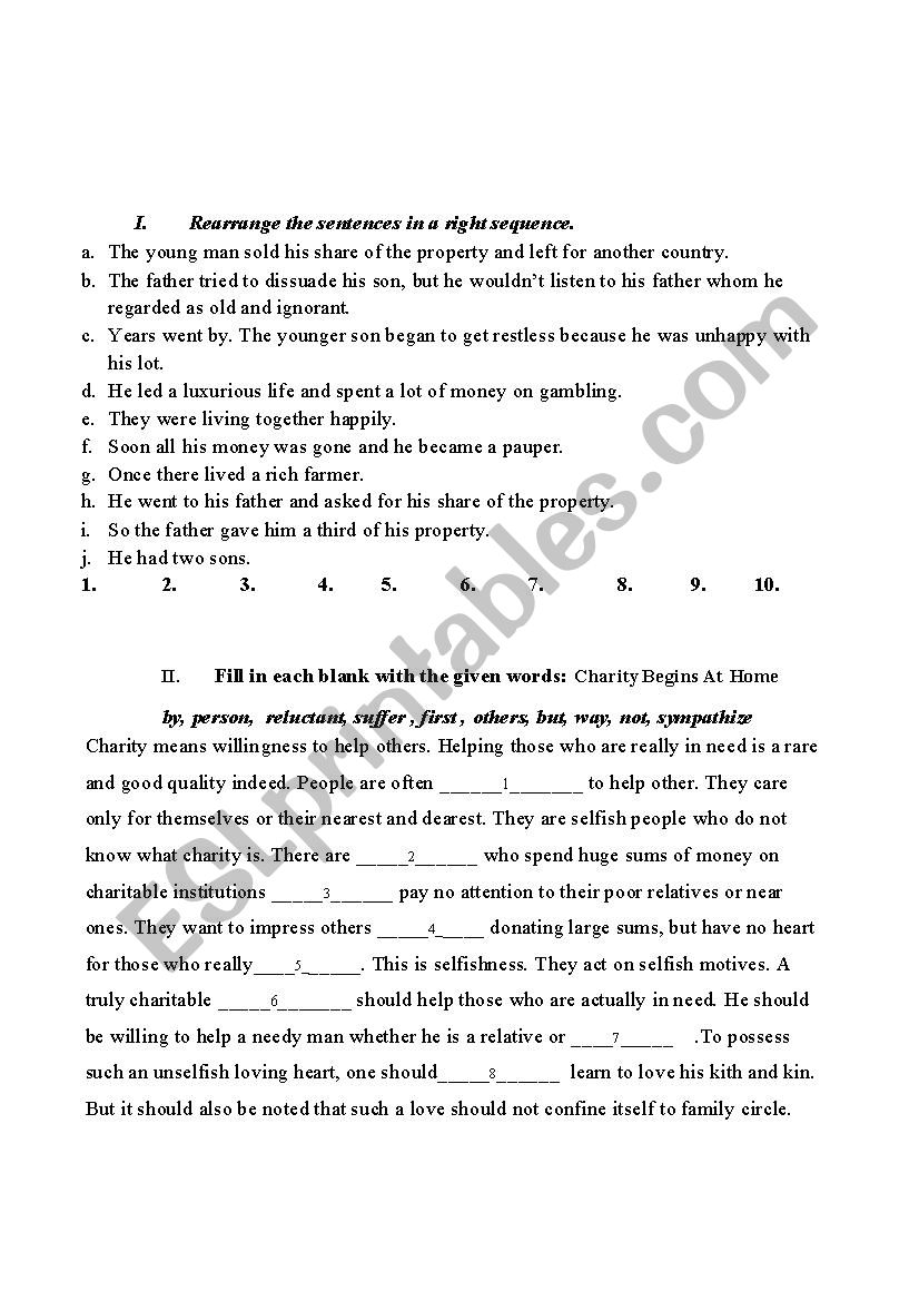 Rearrange the sentences in a right sequence