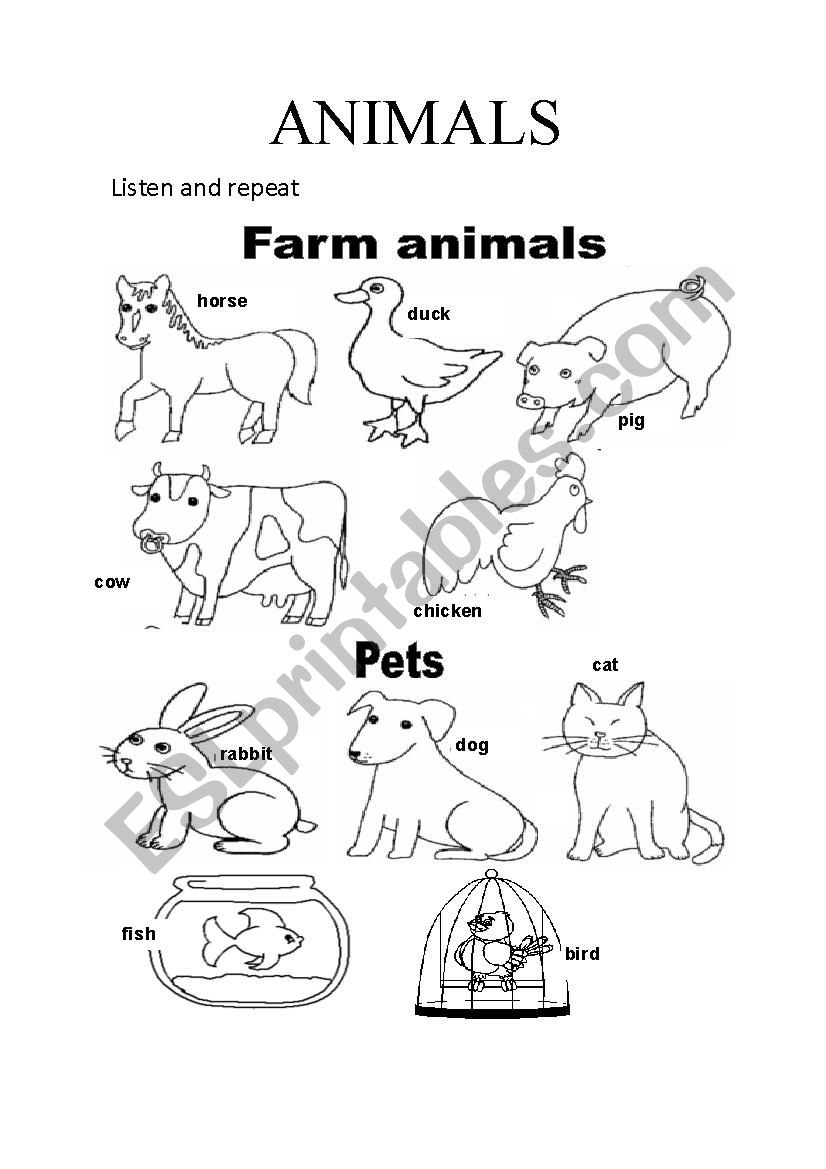 DOMESTIC ANIMALS ESL Worksheet By Isabelita89