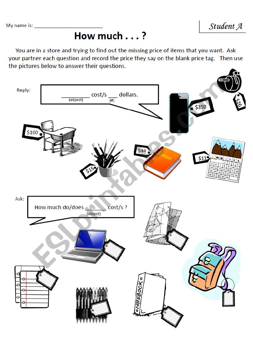 School supply communicative activity